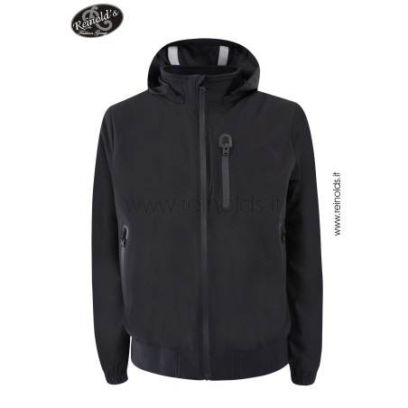 GIUBBINO DA UOMO TIPO BOMBER IN TESSUTO TRASPIRANTE ANTIPIOGGIA CON CAPPUCCIO STACCABILE Yes Zee J503 NT00  b 0801 NERO Tessuto: