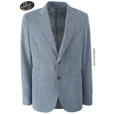 GIACCA DA UOMO TIPO CLASSICA, SFODERATA Yes Zee G557 PP00  b 0729 BLU MELANGE Tessuto: 55%LI 45%CO