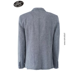 GIACCA DA UOMO TIPO CLASSICA, SFODERATA Yes Zee G557 PP00  b 0729 BLU MELANGE Tessuto: 55%LI 45%CO