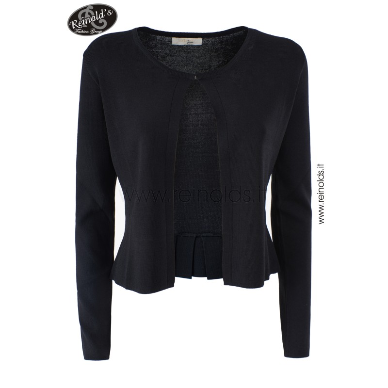 MAGLIA DONNA GIACCHINA CHIUSA DA GANCINO Yes Zee M416 LG00  b 0801 NERO Tessuto: 65%VI 35%NY