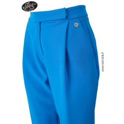 PANTALONE DONNA MORBIDO CON PINCES Yes Zee P350 CH00  b 0743 TURCHESE Tessuto: 95%PL 5%EA