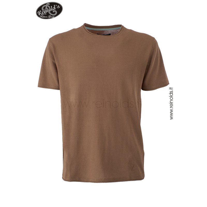 MAGLIA UOMO GIROCOLLO, MANICHE CORTE Yes Zee M716 DH00  b 0298 FANGO Tessuto: 100%CO