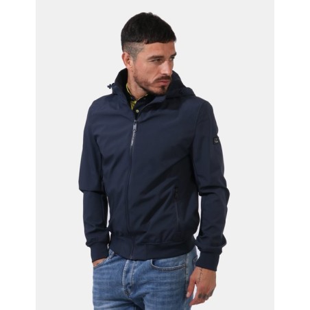 Giubbino da uomo tipo bomber con elastico in vita e cappuccio staccabile J503/NT00  BLU NAVY 0710 Yes Zee