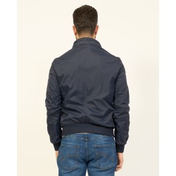 GIUBBINO UOMO TIPO BOMBER CON CAPPUCCIO NASCOSTO E TESSUTO TIPOO K-WEY Yes Zee J565 QN00  b 0713 BLU Tessuto: 100%NY