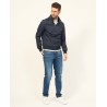 GIUBBINO UOMO TIPO BOMBER CON CAPPUCCIO NASCOSTO E TESSUTO TIPOO K-WEY Yes Zee J565 QN00  b 0713 BLU Tessuto: 100%NY