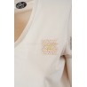 T-SHIRT DONNA SCOLLO A V, COULISSE AL FONDO     Yes Zee T270 S700  b 0222 BEIGE                          Tessuto: 95%CO  5%EA