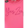 T-SHIRT DA DONNA GIROCOLLO MANICHE CORTE LOGATA DAVANTI  Yes Zee T257 TL02  b 0424 FUCSIA Tessuto: 100%CO