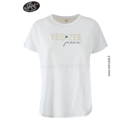 T-SHIRT DONNA DIRITTA, GIROCOLLO, MANICHE CORTE Yes Zee T264 S100  b 0101 BIANCO                         Tessuto: 100%CO