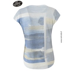 T-SHIRT DONNA, STAMPA SUBLIMATICA               Yes Zee T243 Y303  b 2713 VARIANTE BLU                   Tessuto: 100%PL