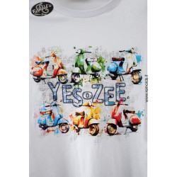 T-SHIRT UOMO GIROCOLLO A MANICHE CORTE CON STAMPA DAVANTI Yes Zee T704 S105  b 0101 BIANCO                         Tessuto: 100%