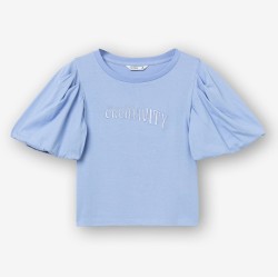 T-shirt da Ragazza 10054013 Frufru b 706 Blue Tessuto: 100% COTTON