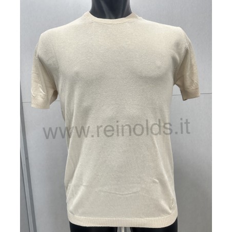 MAGLIA UOMO GIROCOLLO A MANICHE CORTE Yes Zee M715 DH00  b 0250 ECRU  Tessuto: 100%CO