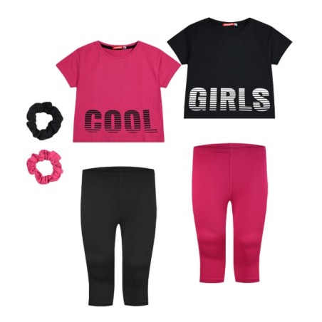 COMPLETO DA RAGAZZA CON T-SHIRT, LEGGINGS E ACCESSORI PER CAPELLI da Ragazza Nero 16-224271-0 Energiers