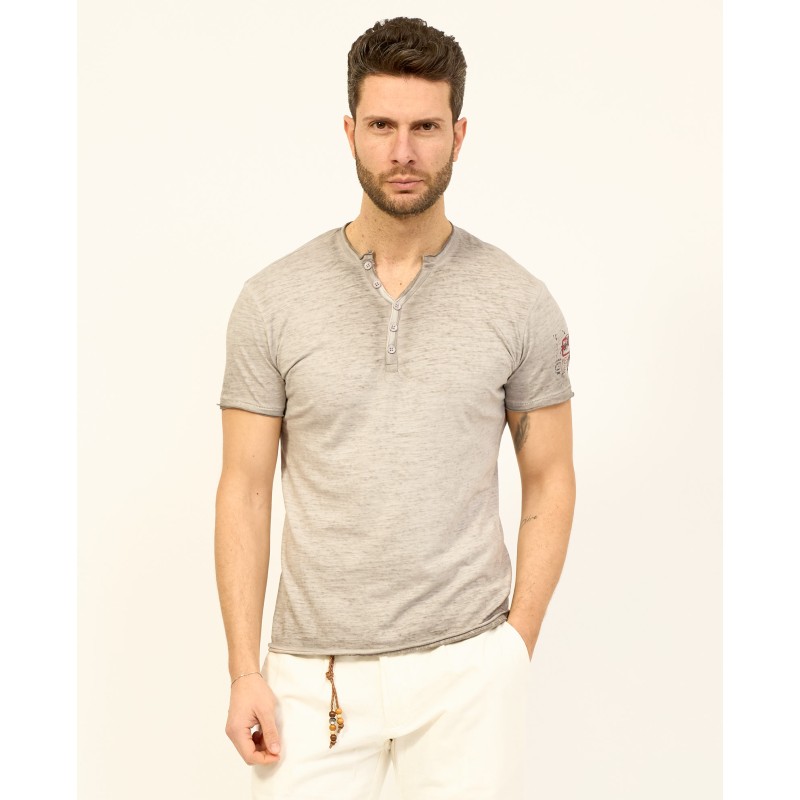 T-SHIRT UOMO SERAFINO IN COTONE CON BOTTONI YES ZEE