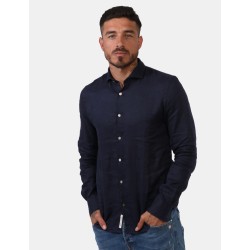 CAMICIA DA UOMO IN LINO CON COLLO ALLA FRANCESE A MANICHE LUNGHE  Yes Zee