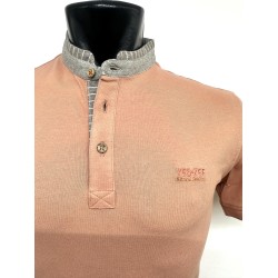 POLO DA UOMO CON COLLO ALLA COREANA LAVORATO Yes Zee T714 S400  b 0584 TERRACOTTA