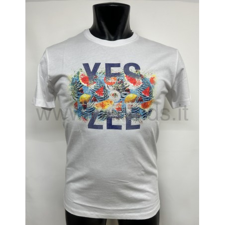 T-SHIRT UOMO GIROCOLLO A MANICHE CORTE Yes Zee T704 S107 0101 BIANCO