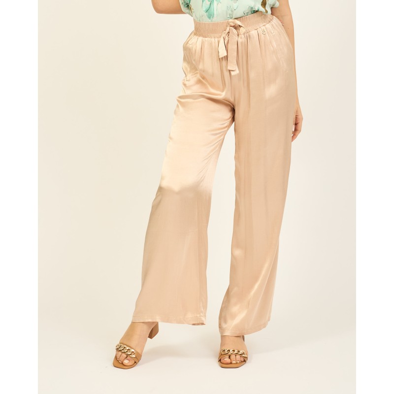 PANTALONE DONNA MORBIDO CON COULISSE IN VITA Yes Zee P372 EN00 ORO