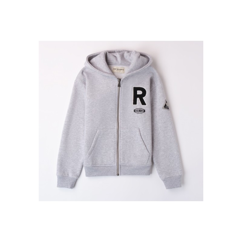 ROY ROGERS FELPA APERTA A MANICHE LUNGHE CON ZIP  E CAPPUCCIO RA129 8992 c