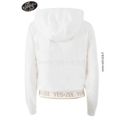 Felpa da donna fullzip e cappuccio con particolari lacci con scritta yes zee  F414/SN00  GESSO 0107 Yes Zee