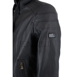 YES ZEE GIUBBINO UOMO IN ECOPELLE CON FINTO GILET STACCABILE  J827  G100 c NERO 