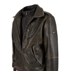 YES ZEE GIUBBINO DA UOMO IN ECOPELLE TIPO BOMBER, EFFETTO USED J817  G400 c MORO Yes Zee