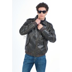 YES ZEE GIUBBINO DA UOMO IN ECOPELLE TIPO BOMBER, EFFETTO USED J817  G400 c MORO Yes Zee