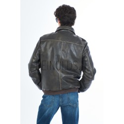 YES ZEE GIUBBINO DA UOMO IN ECOPELLE TIPO BOMBER, EFFETTO USED J817  G400 c MORO Yes Zee