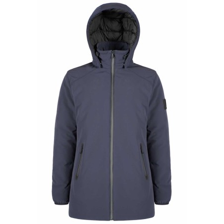 YES ZEE CAPPOTTO DA UOMO CON CAPPUCCIO STACCABILE, TRAPUNTATURE INTERNE O834  NM00 c BLU NAVY