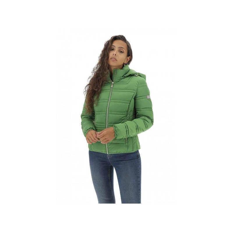 GIUBBINO DONNA SAGOMATO TRAPUNTATO CON CAPPUCCIO Yes Zee J007 M800  a 0900 VERDE Tessuto: 100%PL Collezione autunno/inverno