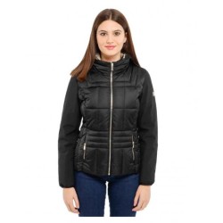 YES ZEE GIUBBINO DA DONNA TRAPUNTATO CON  FINTO GILET E CAPPUCCIO STACCABILE  J045  M800 c NERO  Yes Zee