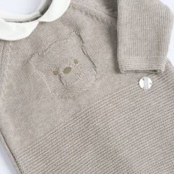 Tutina in maglia con colletto baby in cotone bianco Chicco 09007691000000 c 061 BEIGE