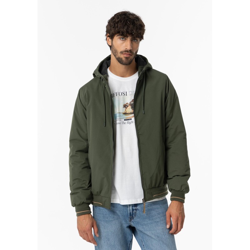 Giubbotto tipo bomber con cappuccio da uomo e ragazzo Belcher 891 Rifle Green