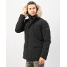 YES ZEE CAPPOTTO DA UOMO TIPO PARKA MODELLO WOOLRICH CON INTERNO TRAPUNTATO, CAPPUCCIO E PELLICCIA O800 NU00 NERO