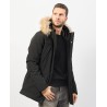 YES ZEE CAPPOTTO DA UOMO TIPO PARKA MODELLO WOOLRICH CON INTERNO TRAPUNTATO, CAPPUCCIO E PELLICCIA O800 NU00 NERO