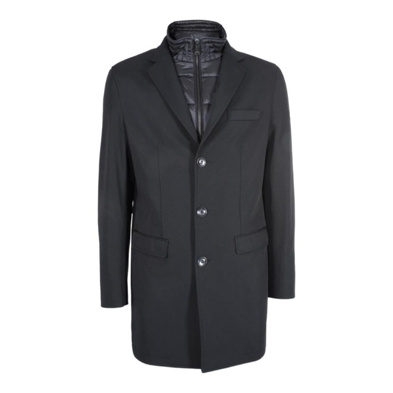 YES ZEE CAPPOTTO DA UOMO CON LOOK SPORTIVO ED ELEGANTE GRAZIE AL FINTO GILET STACCABILE O815  KB00 c NERO