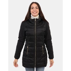 YES ZEE CAPPOTTO DONNA TRAPUNTATO CON FINTO GILET STACCABIL O045  M800 NERO