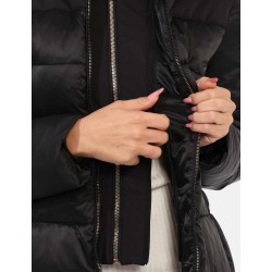 YES ZEE CAPPOTTO DONNA TRAPUNTATO CON FINTO GILET STACCABILE  O015  QV00 NERO