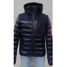 GIUBBINO DA UOMO TRAPUNTATO CON CAPPUCCIO CON INSERTI IN SOFTSHELL YES ZEE J867 Q700 blu navy