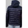 GIUBBINO DA UOMO TRAPUNTATO CON CAPPUCCIO CON INSERTI IN SOFTSHELL YES ZEE J867 Q700 blu navy