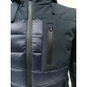 GIUBBINO DA UOMO TRAPUNTATO CON CAPPUCCIO CON INSERTI IN SOFTSHELL YES ZEE J867 Q700 blu navy