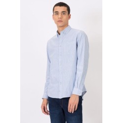 Camicia con fantasia a righe da uomo. Colletto bottondown TIMMY 736 Baby Blue