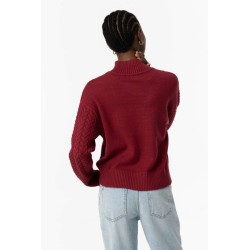 Maglione da donna con collo a lupetto e lavorazione a trecce Edwina_2 543 Tibetan Red