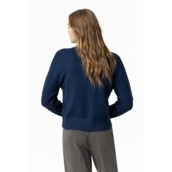 Maglione da donna con collo a lupetto e lavorazione a trecce Edwina_2 790 Dark Navy