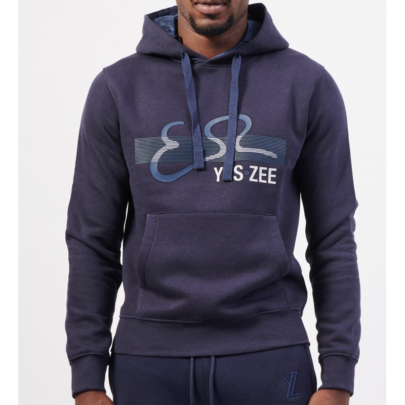 YES ZEE FELPA DA UOMO CHIUSA CON CAPPUCCIO F824 SD00 c BLU