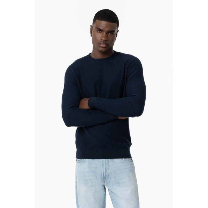 Maglione girocollo lavorato da uomo. c Lincoln 750 Dark Denim