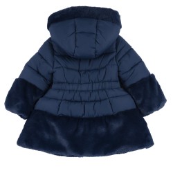 Giubbotto da bambina lungo apertura con zip e cintura staccabile con fibbia a forma di cuore Chicco 09087832000000 c 088 BLU