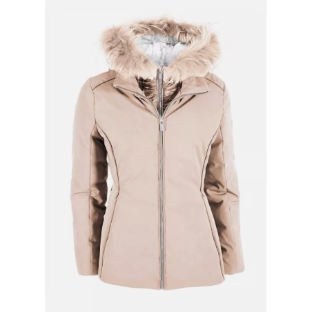 YES ZEE GIUBBINO DA DONNA IN SOFTSHELL CON CAPPUCCIO STACCABILE J051 Q200 c BEIGE SCURO