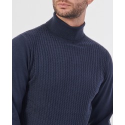 YES ZEE MAGLIA DOLCEVITA DA UOMO CON LAVORAZIONE A MICROTRECCE SUL DAVANTI M813  ZS00 c BLU NAVY 