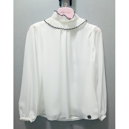 Sarah Chole camicia in tripla georgette da Ragazza e Bambina 025226 PANNA a